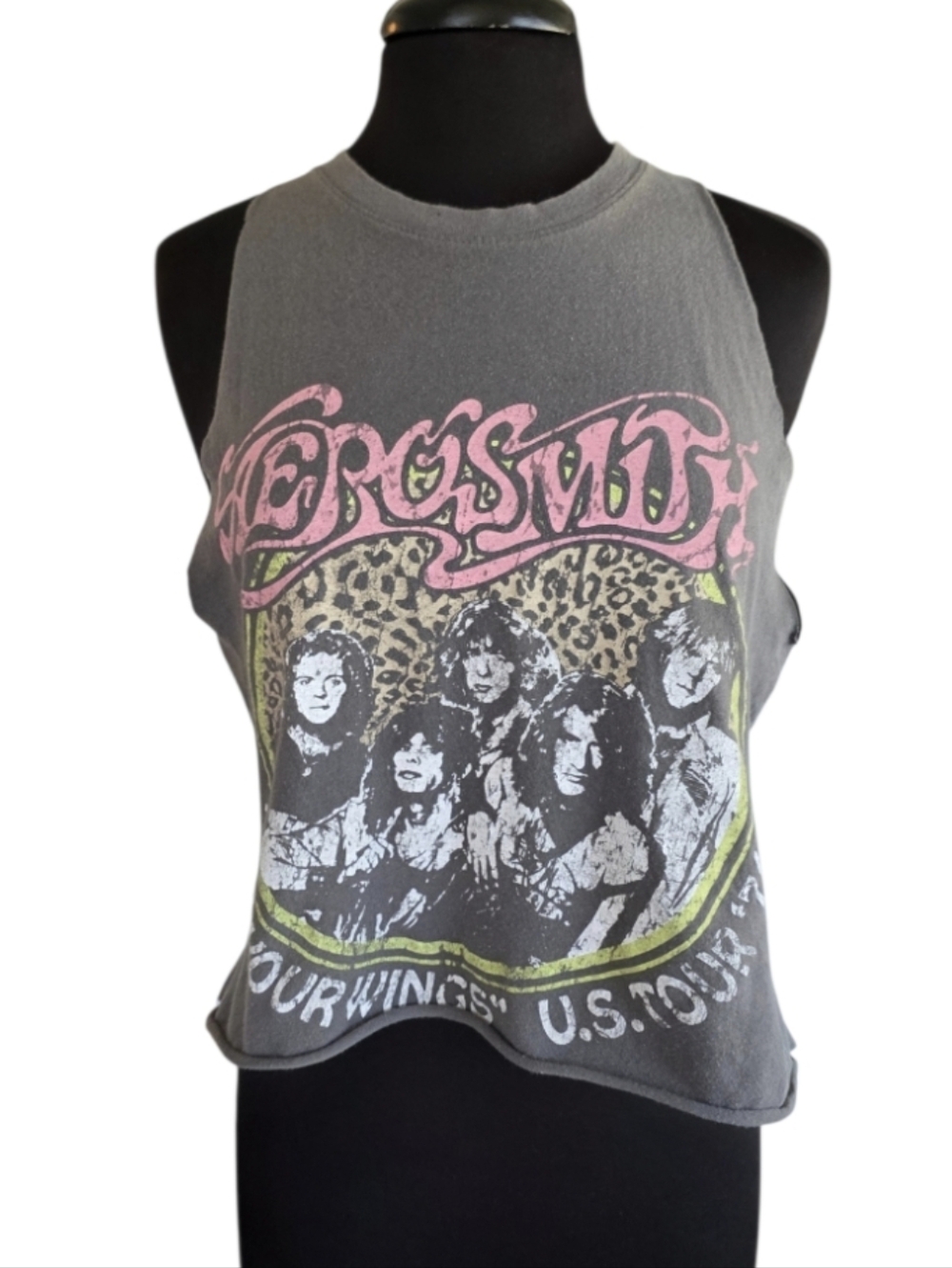 Aerosmith Custom Cut Tank Gray Graphic Tank Top - Band Tour Style